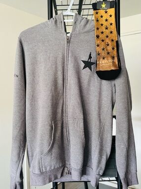 Hamilton Gray Hoodie with Gold and Black Star Socks